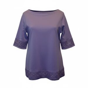 Karen‎ Scott Elegant Purple Lace Trim Women's Top – Size Small